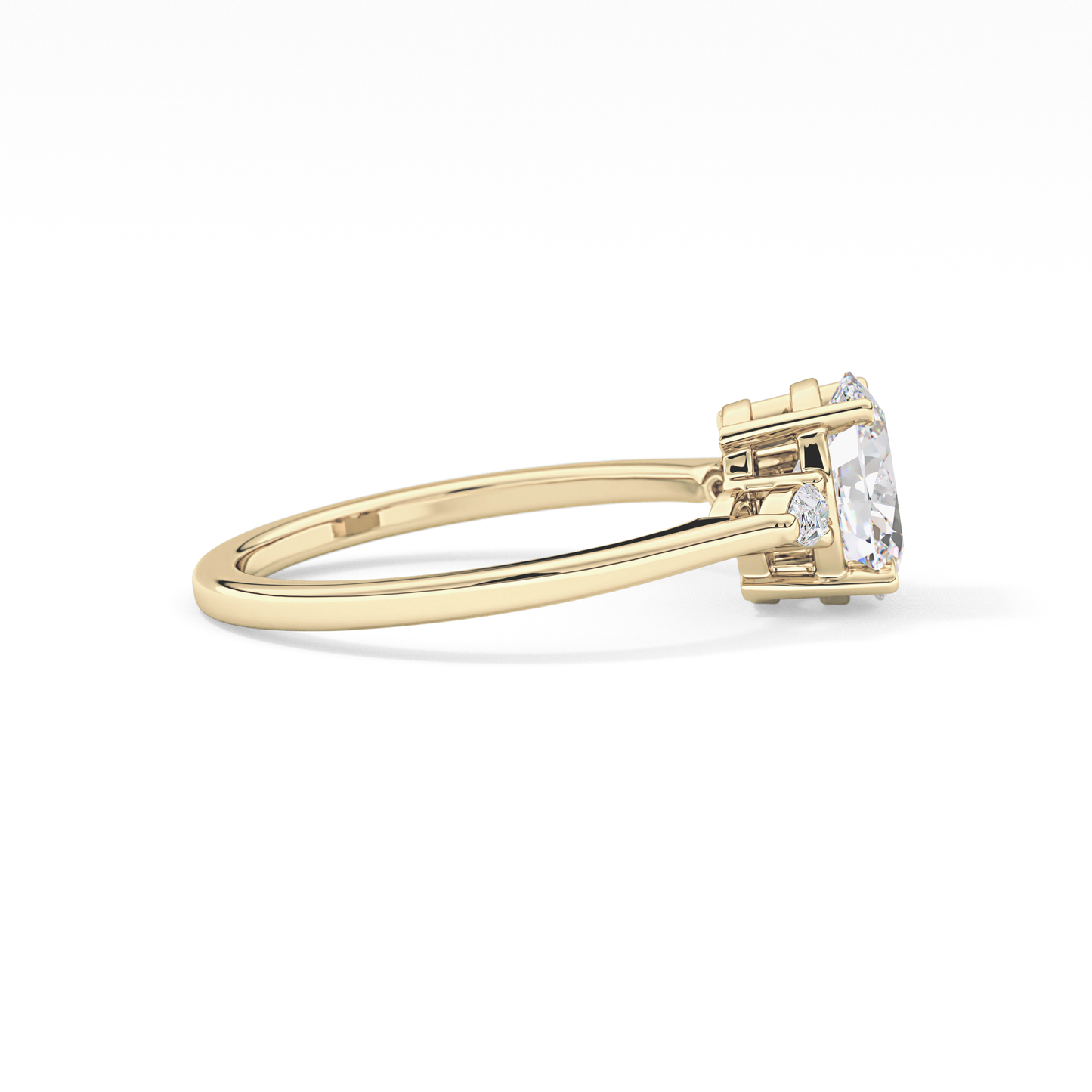 Oval Three Stone Lab Grown Diamond Engagement Ring