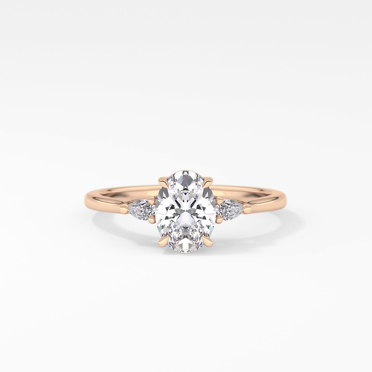 Oval Three Stone Lab Grown Diamond Engagement Ring