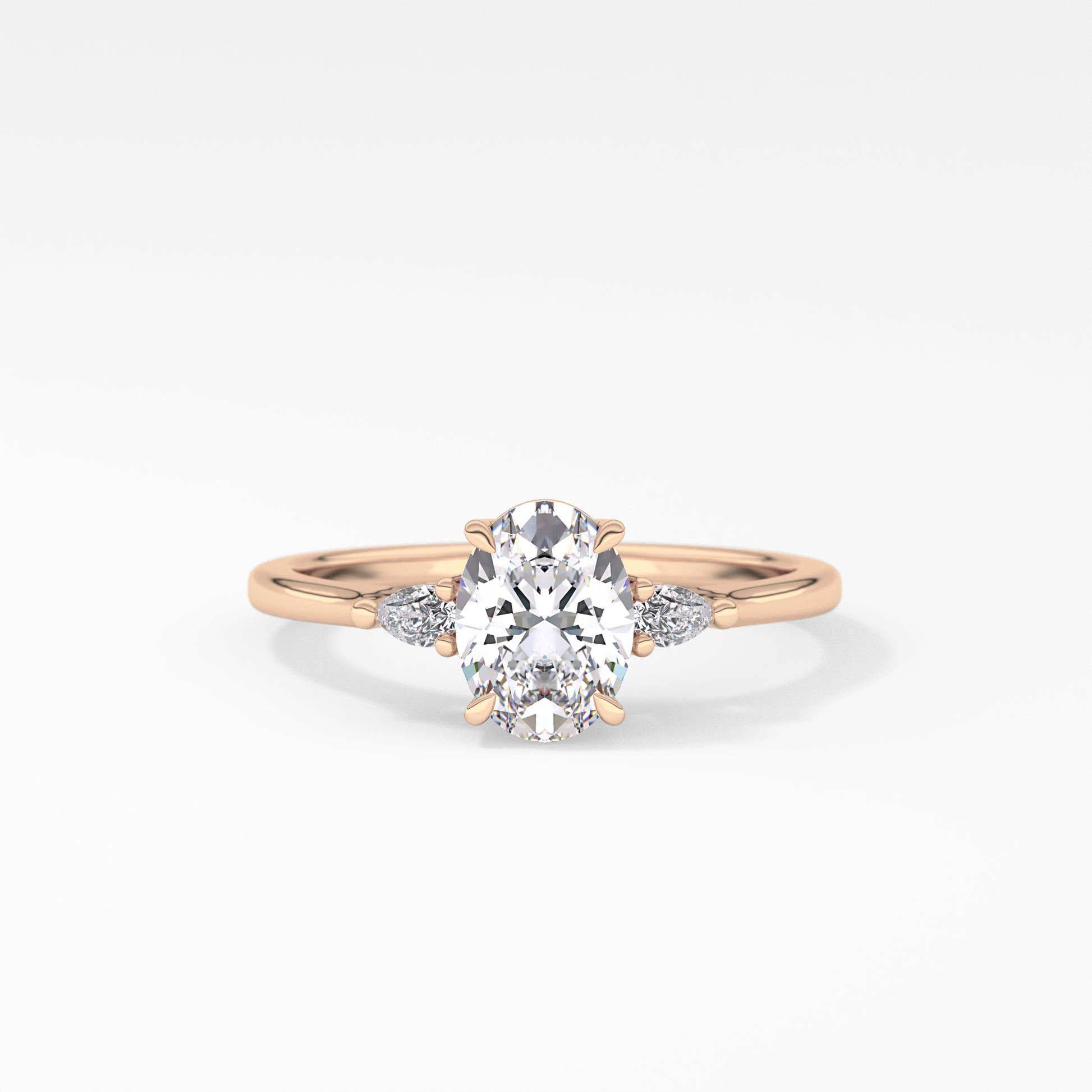 Oval Three Stone Lab Grown Diamond Engagement Ring