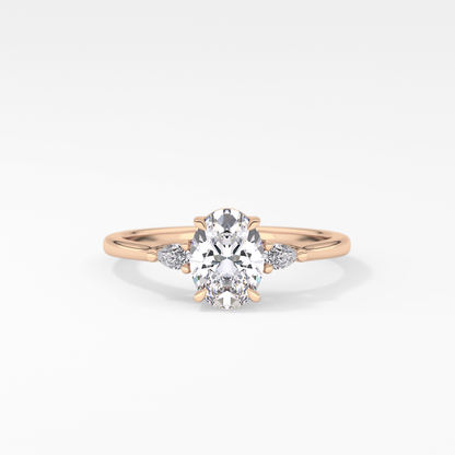 Oval Three Stone Lab Grown Diamond Engagement Ring