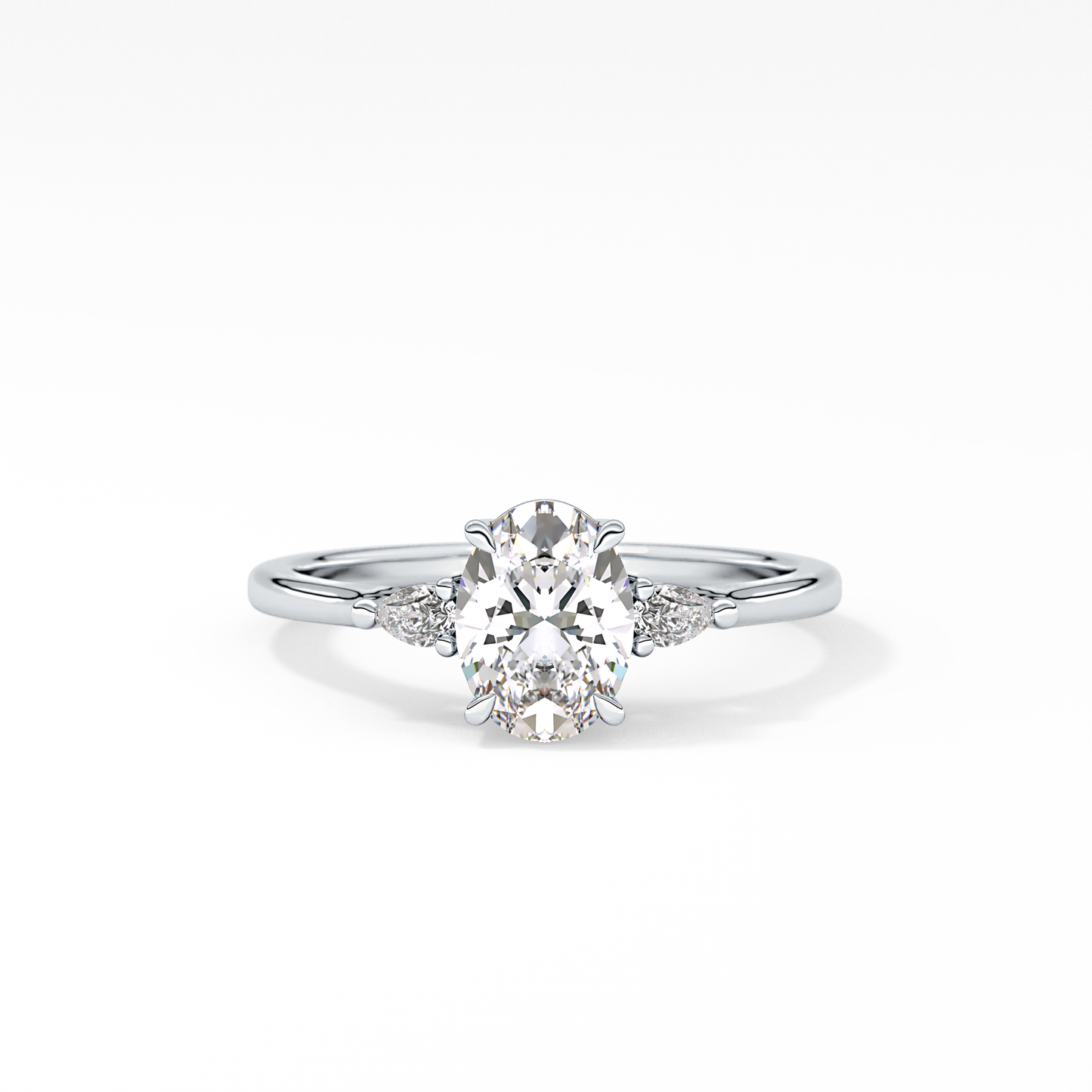 Oval Three Stone Lab Grown Diamond Engagement Ring
