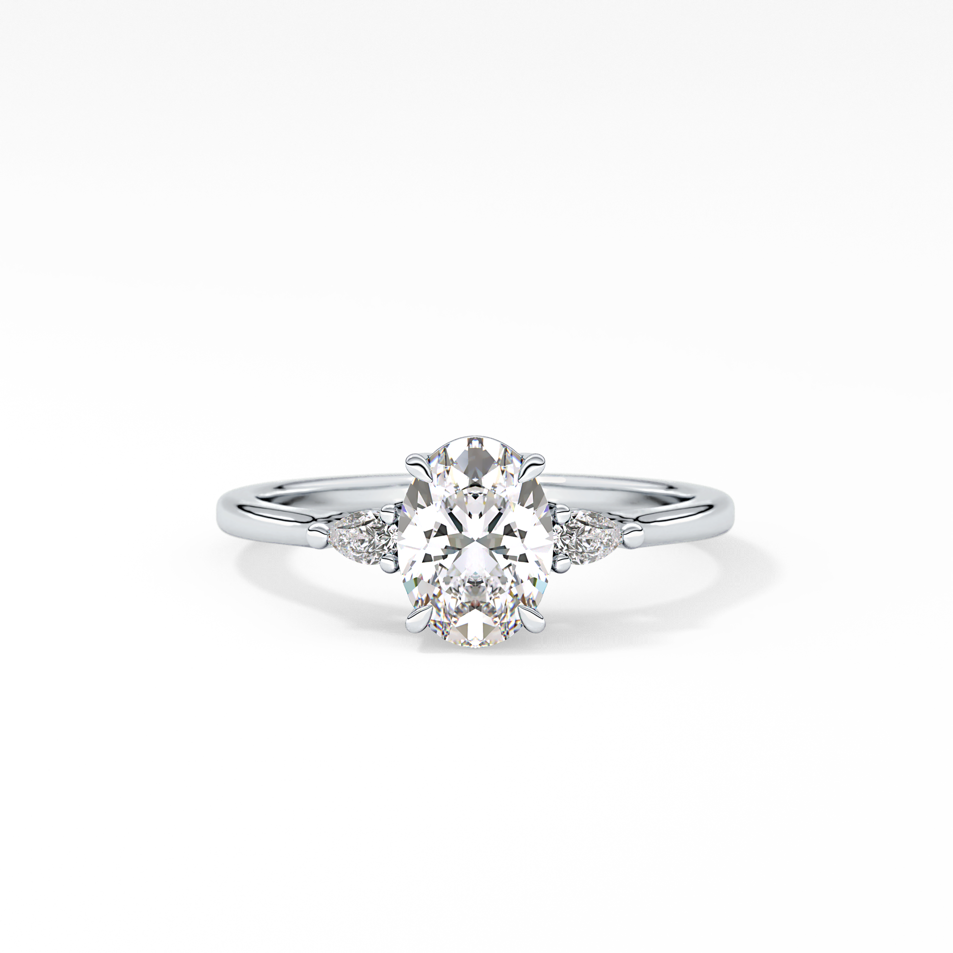 Oval Three Stone Lab Grown Diamond Engagement Ring