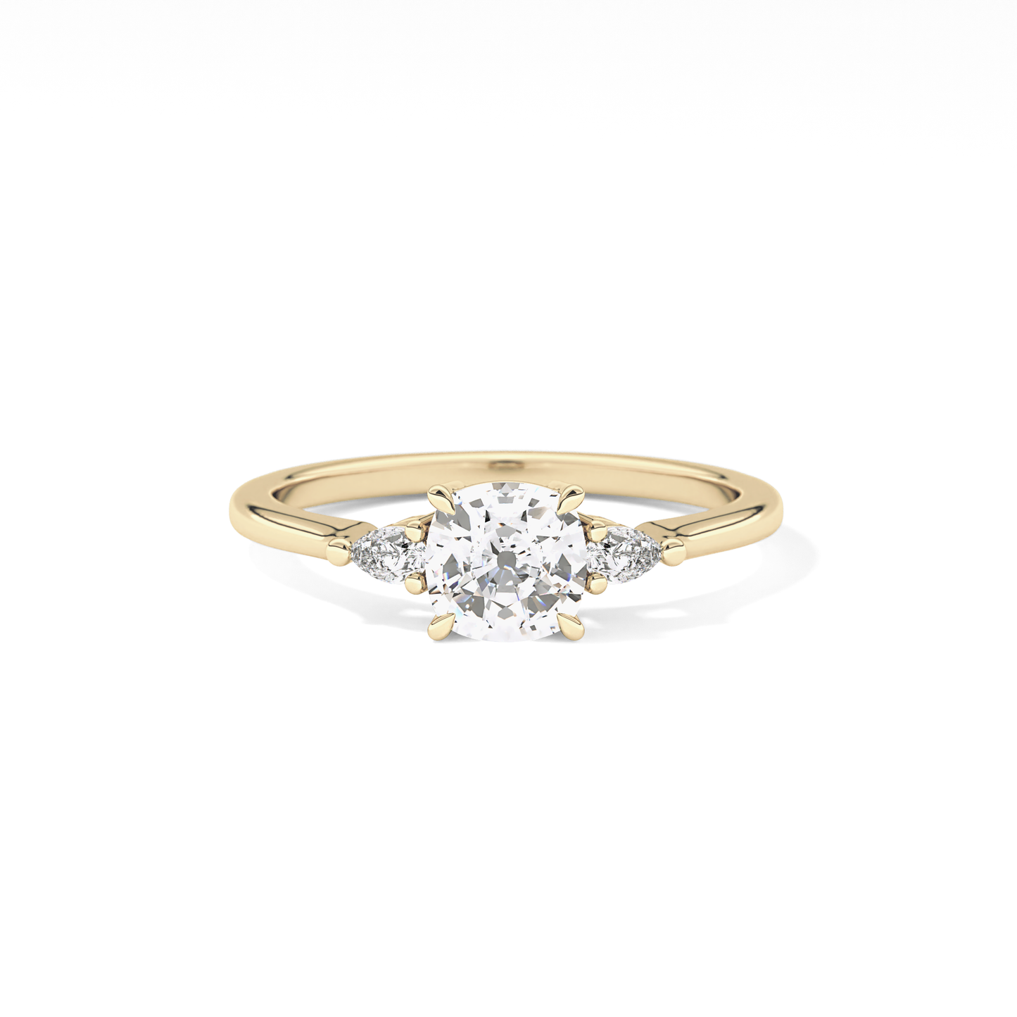Cushion Three Stone Lab Grown Diamond Engagement Ring