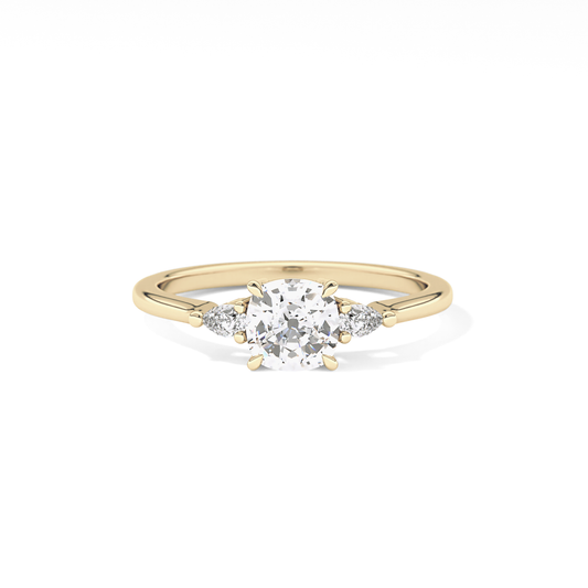 Cushion Three Stone Lab Grown Diamond Engagement Ring
