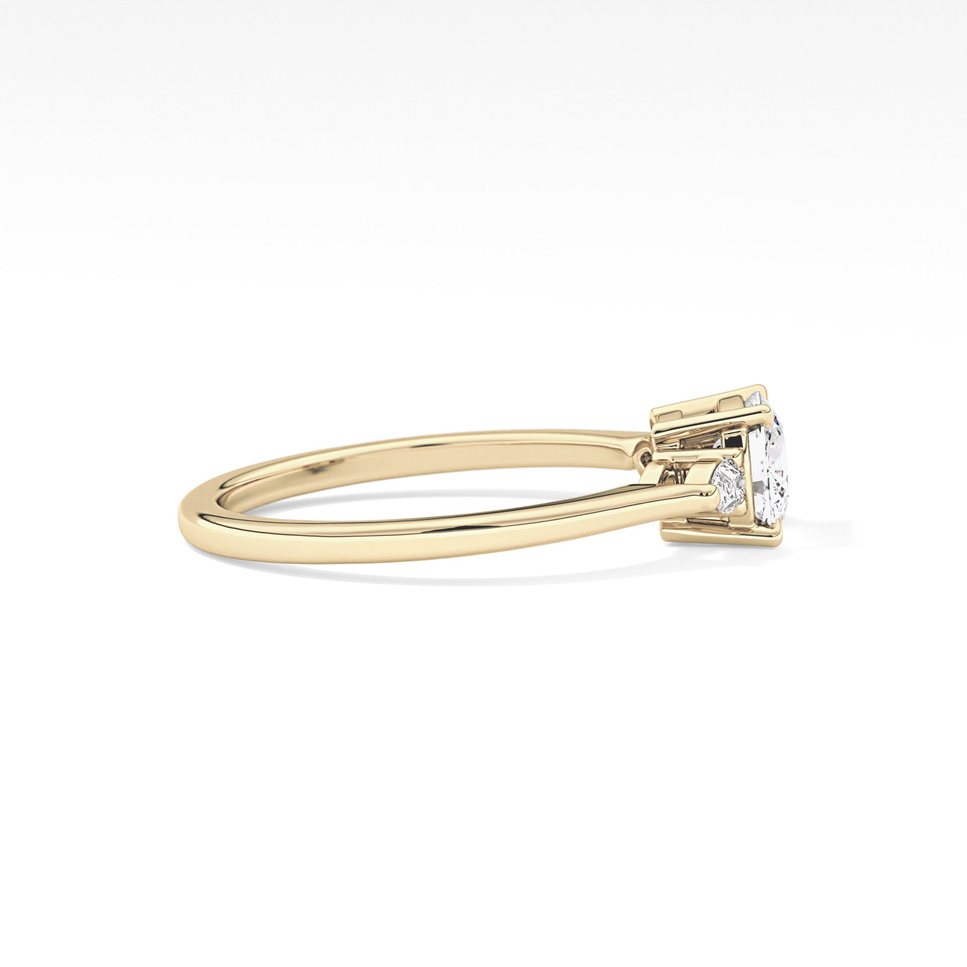 Cushion Three Stone Lab Grown Diamond Engagement Ring