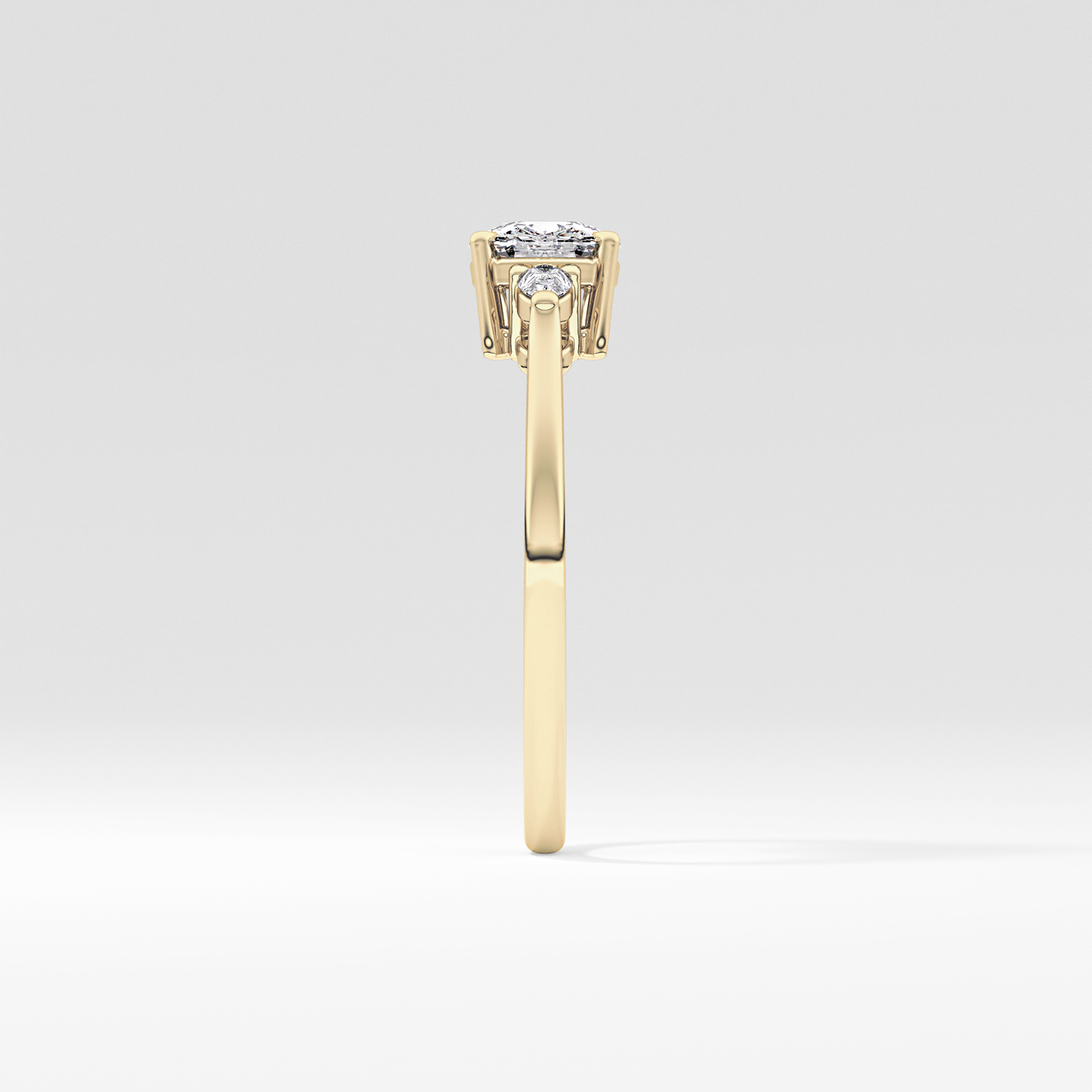 Cushion Three Stone Lab Grown Diamond Engagement Ring