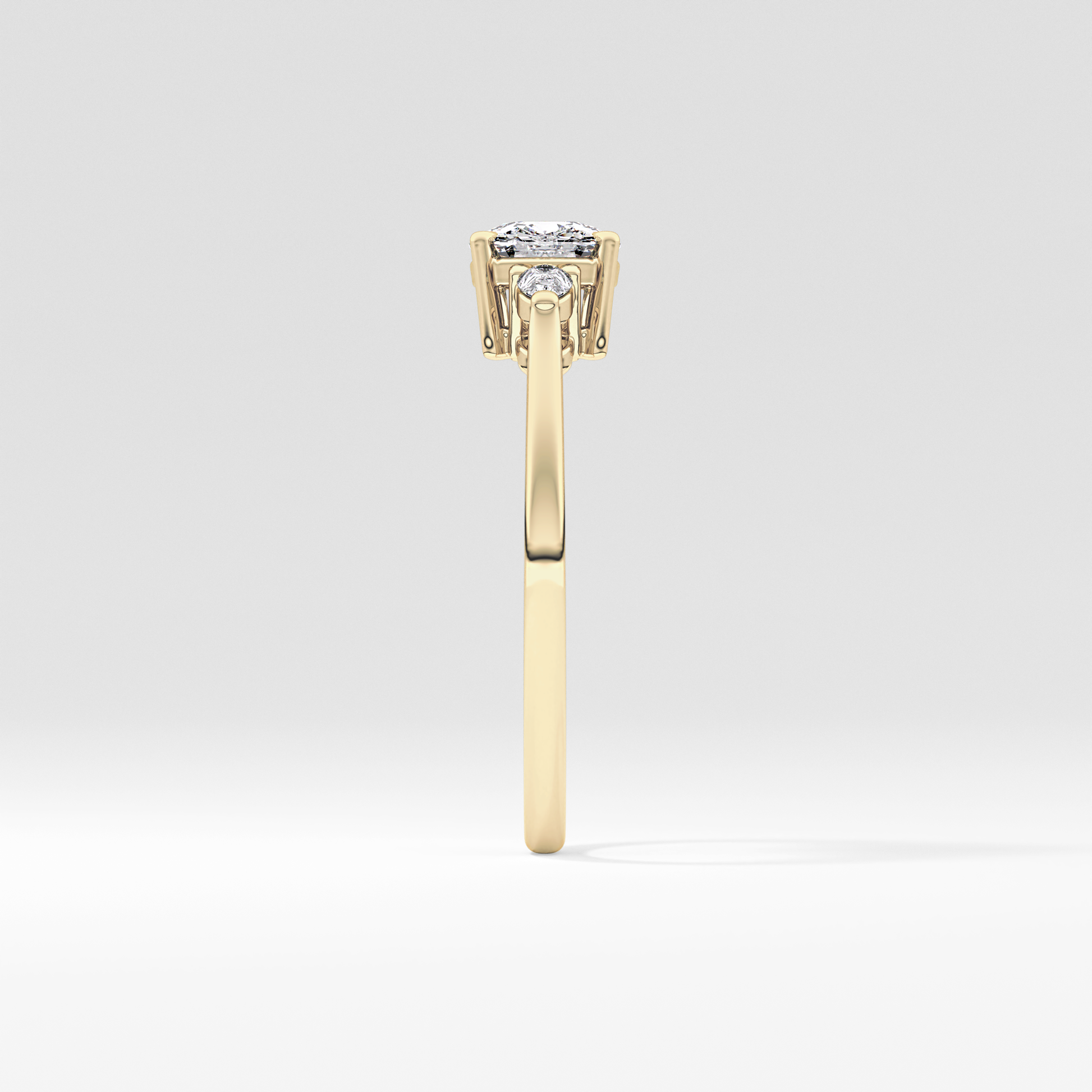 Cushion Three Stone Lab Grown Diamond Engagement Ring