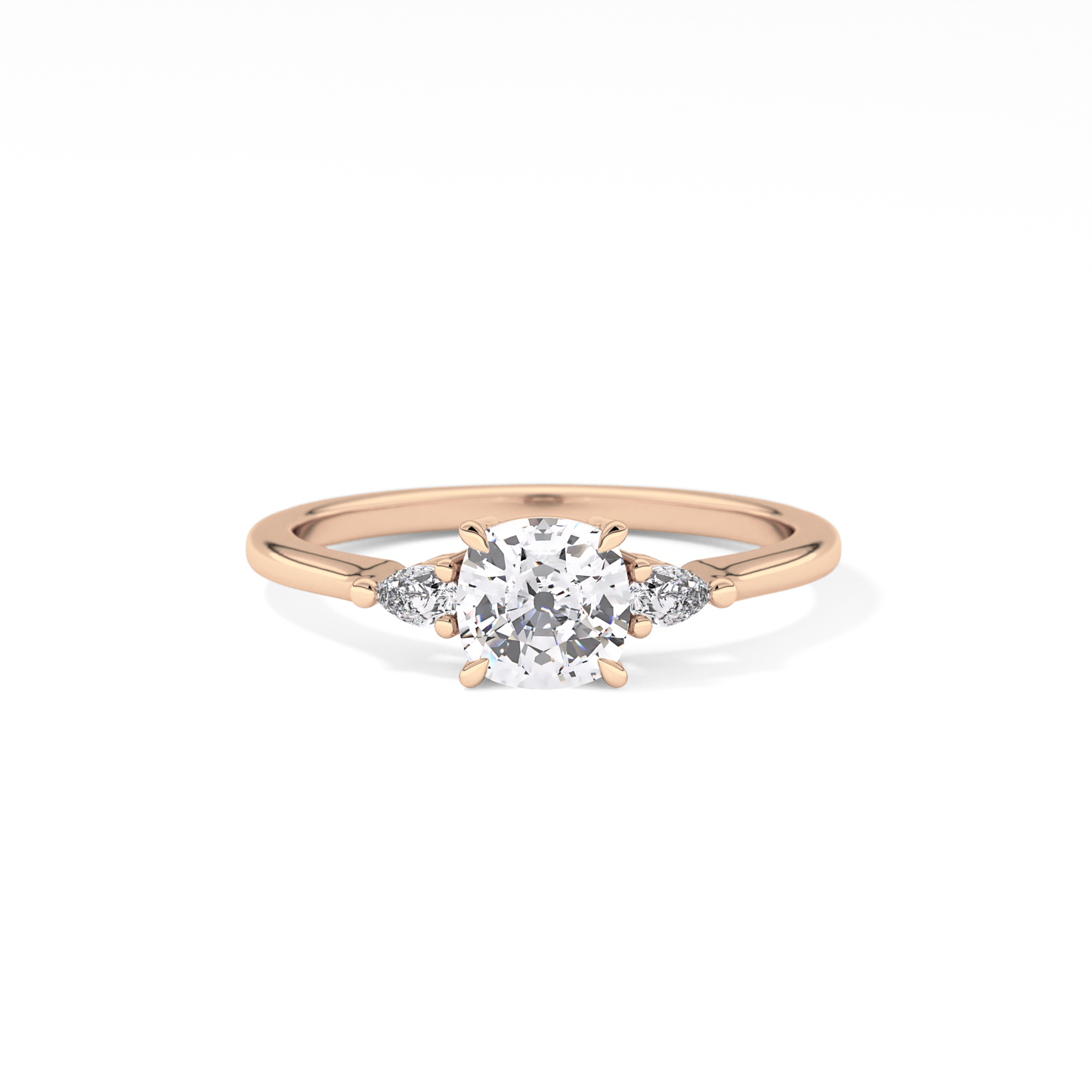 Cushion Three Stone Lab Grown Diamond Engagement Ring