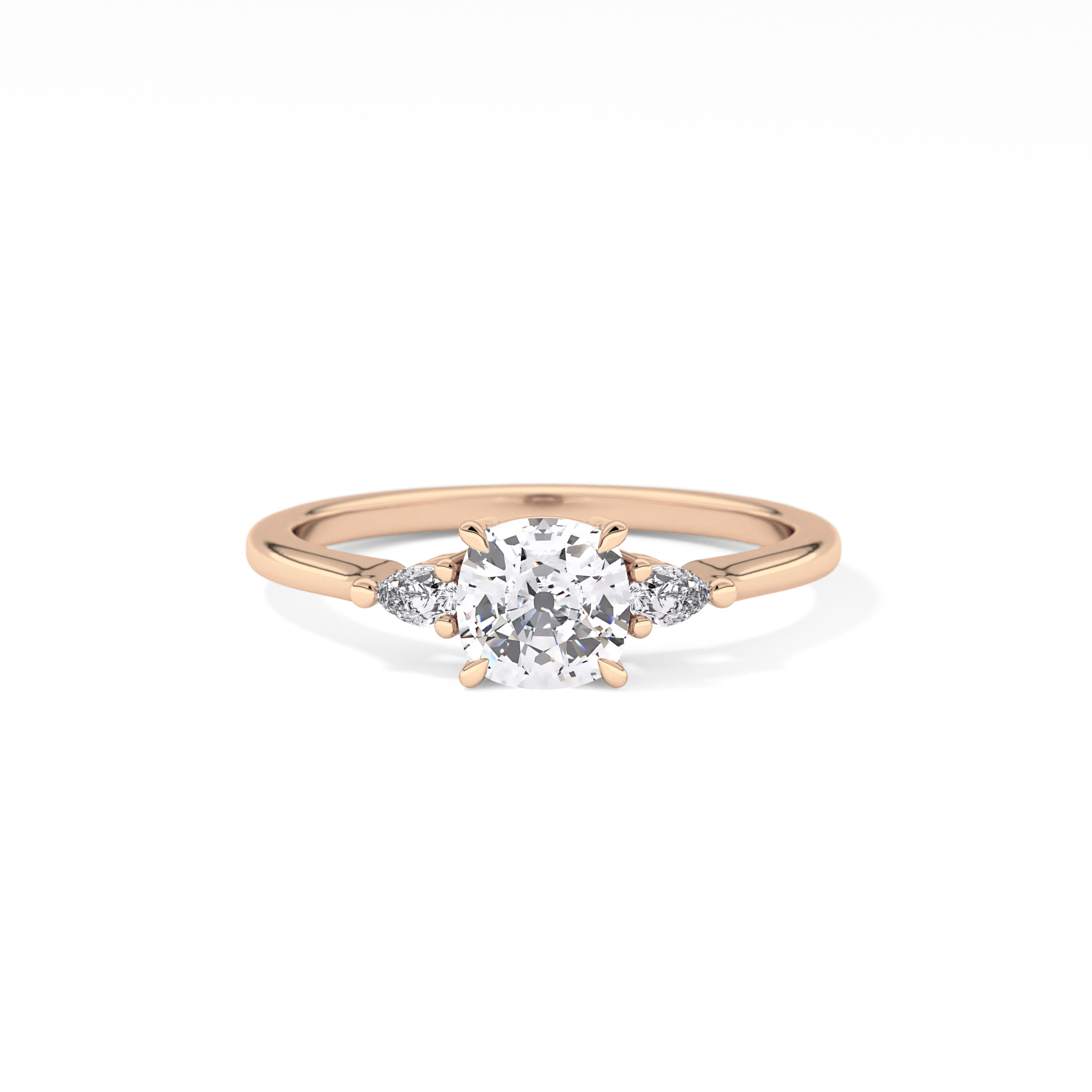 Cushion Three Stone Lab Grown Diamond Engagement Ring