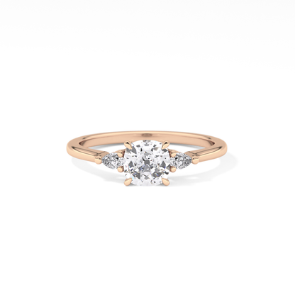Cushion Three Stone Lab Grown Diamond Engagement Ring