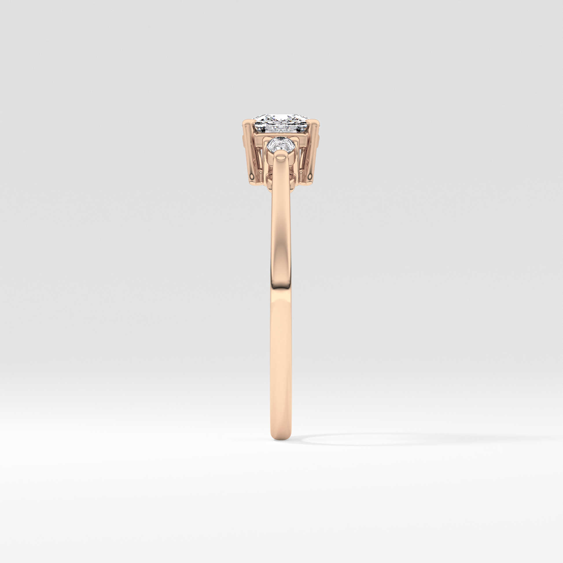 Cushion Three Stone Lab Grown Diamond Engagement Ring
