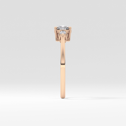 Cushion Three Stone Lab Grown Diamond Engagement Ring