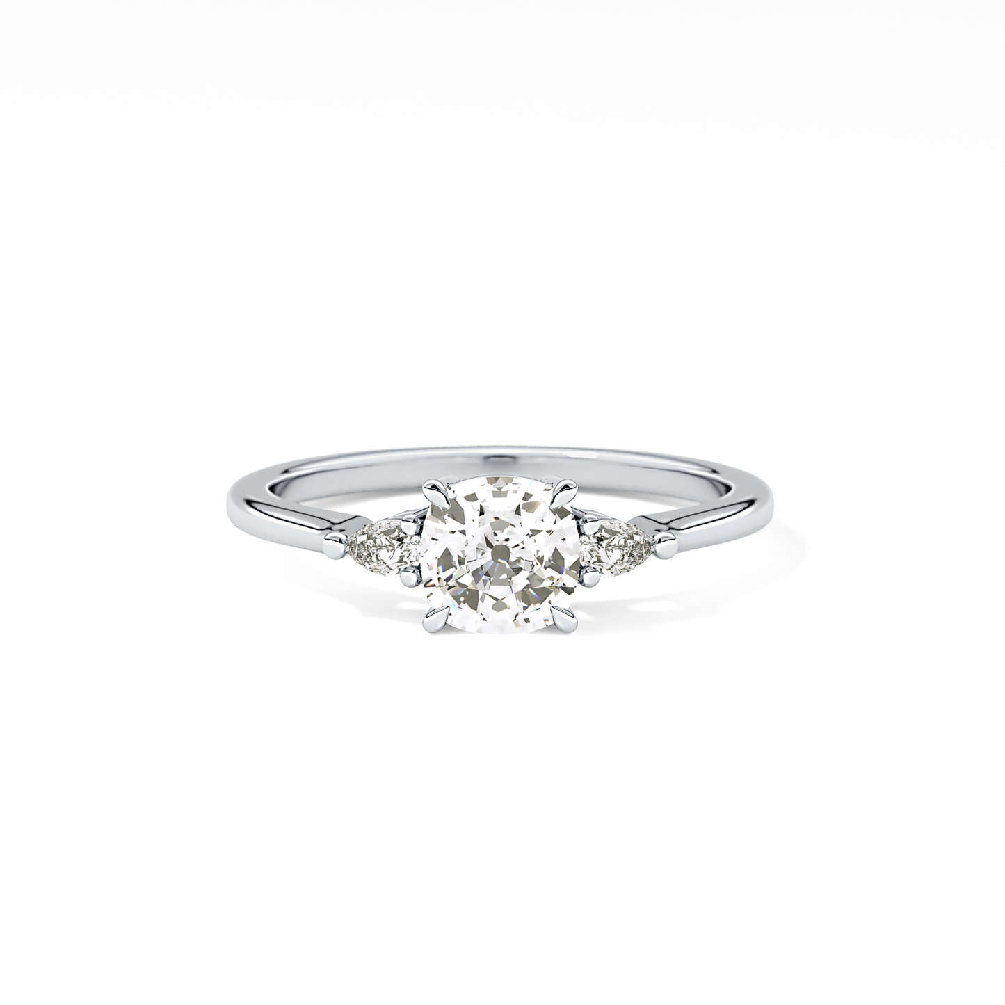 Cushion Three Stone Lab Grown Diamond Engagement Ring