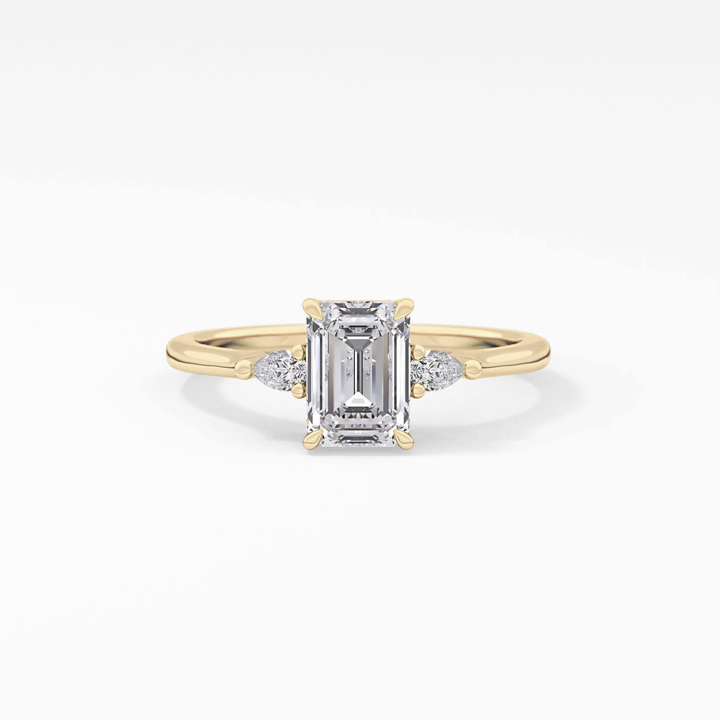 Emerald Three Stone Lab Grown Diamond Engagement Ring