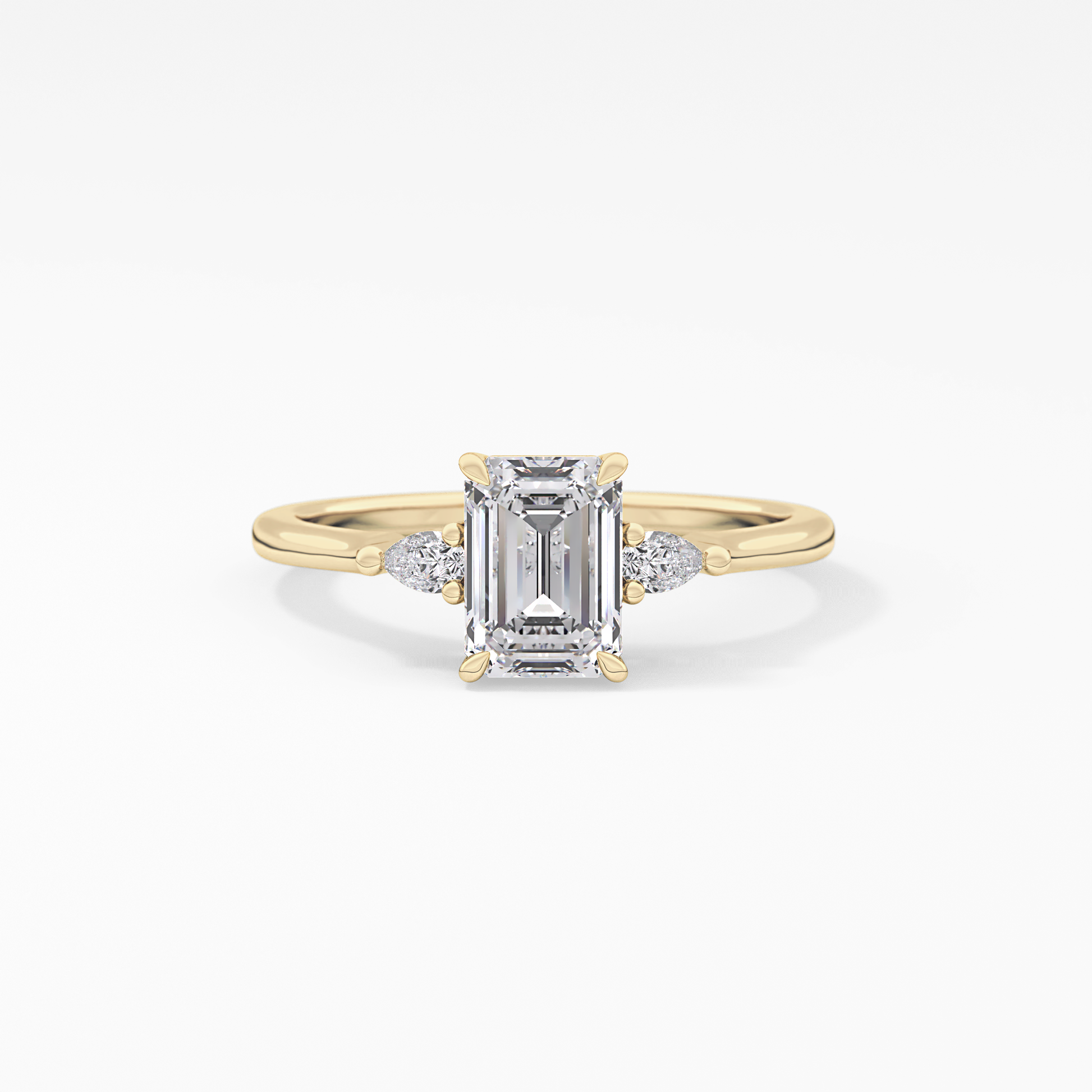 Emerald Three Stone Lab Grown Diamond Engagement Ring