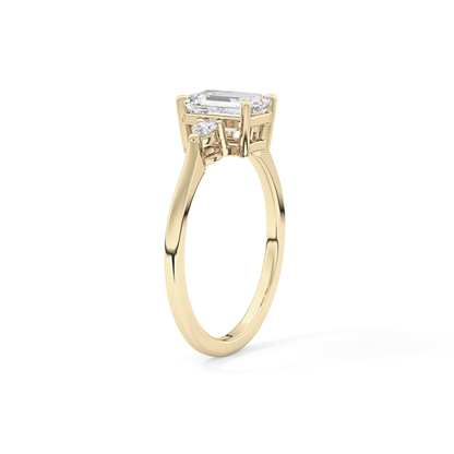 Emerald Three Stone Lab Grown Diamond Engagement Ring