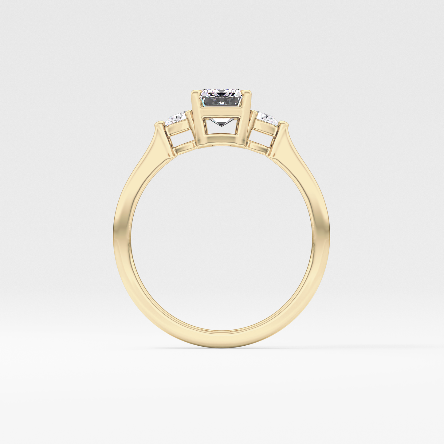 Emerald Three Stone Lab Grown Diamond Engagement Ring