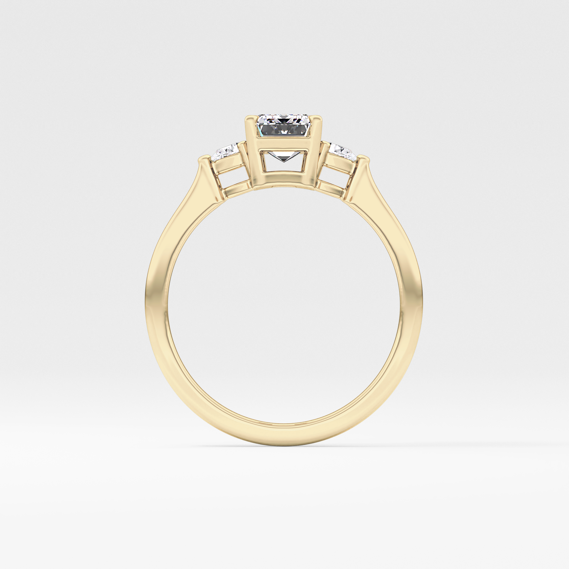 Emerald Three Stone Lab Grown Diamond Engagement Ring