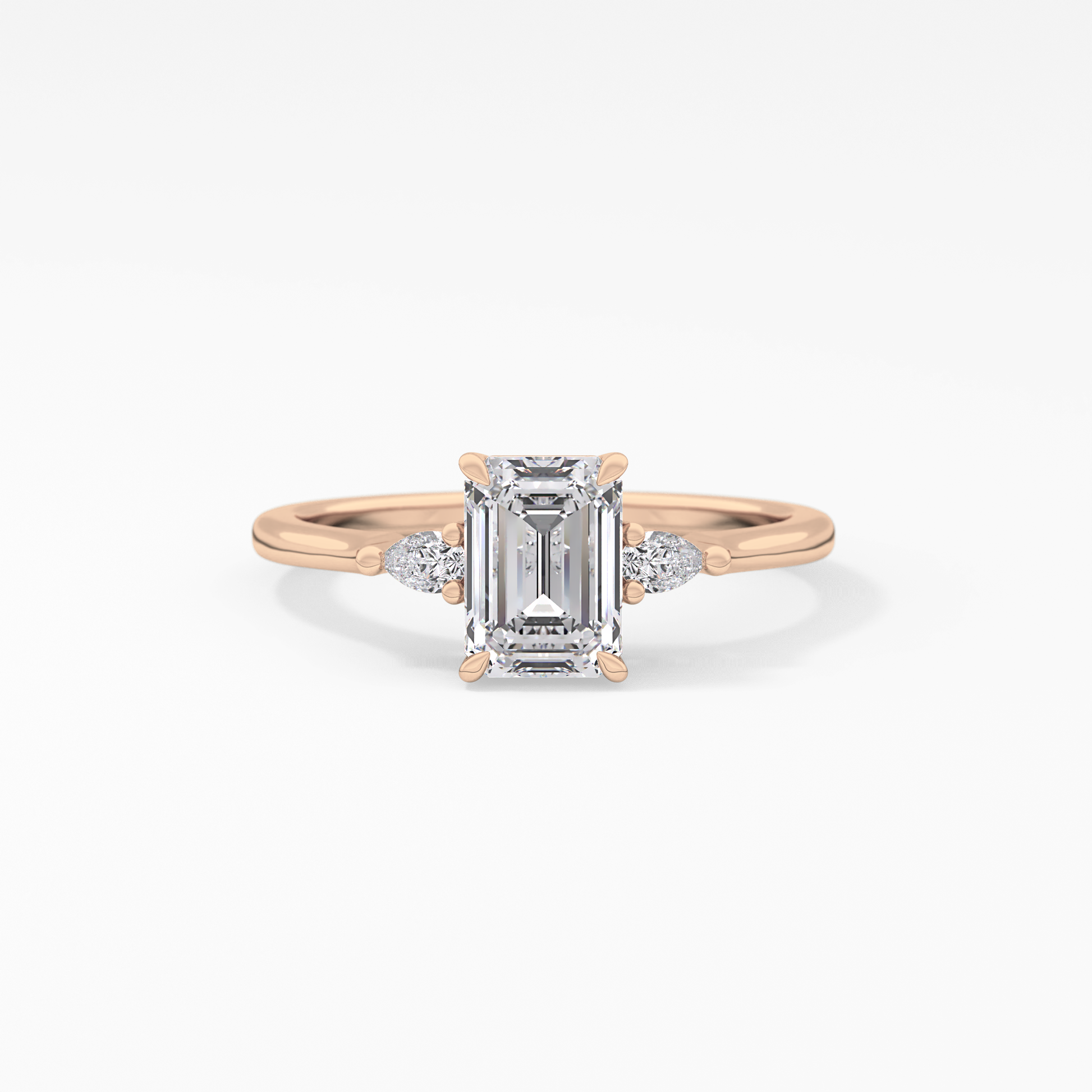 Emerald Three Stone Lab Grown Diamond Engagement Ring