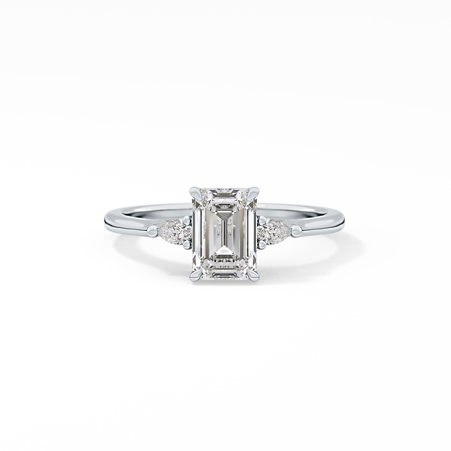 Emerald Three Stone Lab Grown Diamond Engagement Ring