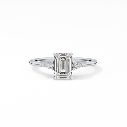 Emerald Three Stone Lab Grown Diamond Engagement Ring