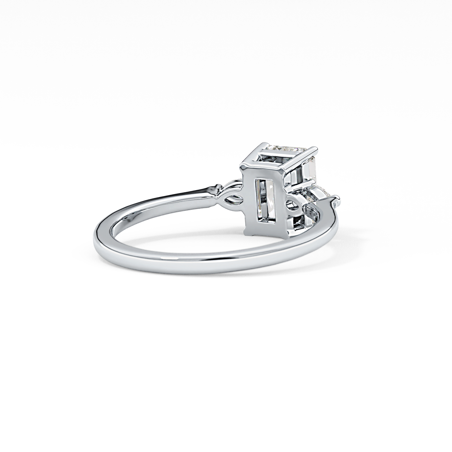 Emerald Three Stone Lab Grown Diamond Engagement Ring