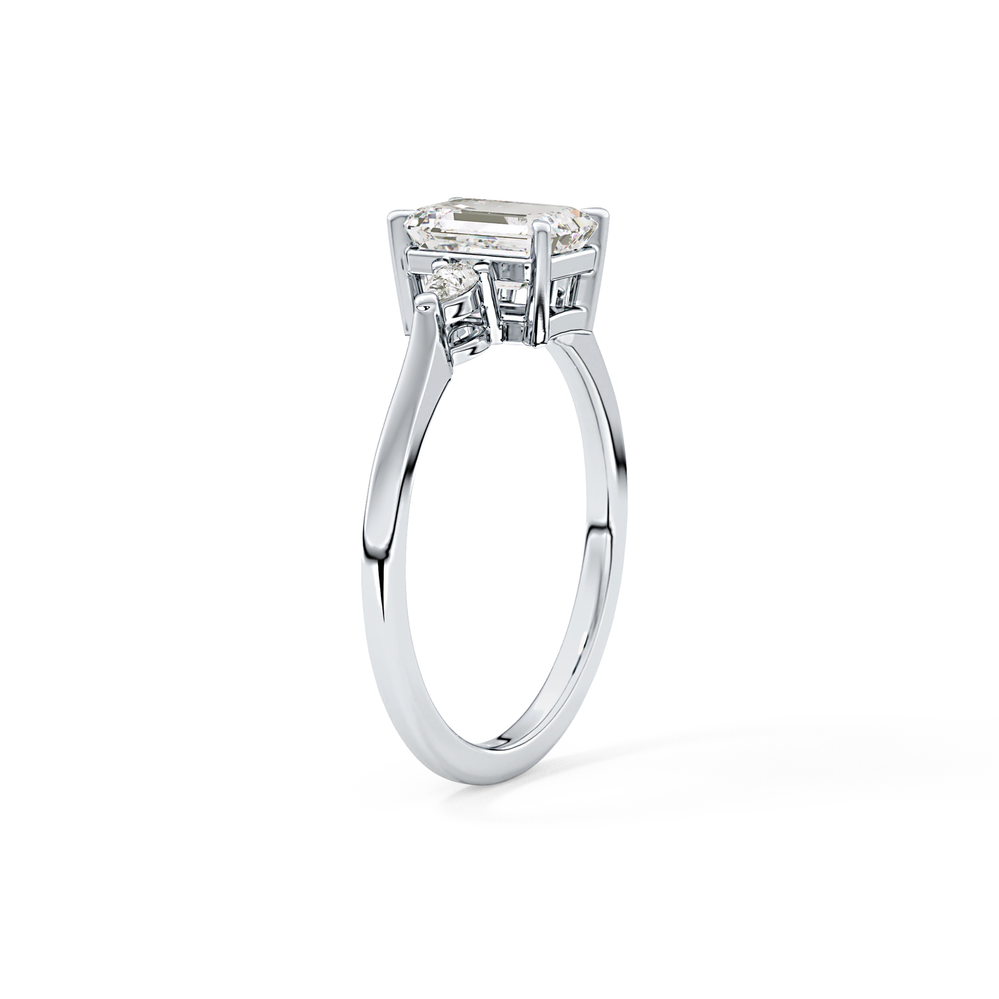 Emerald Three Stone Lab Grown Diamond Engagement Ring
