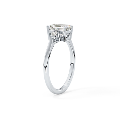 Emerald Three Stone Lab Grown Diamond Engagement Ring