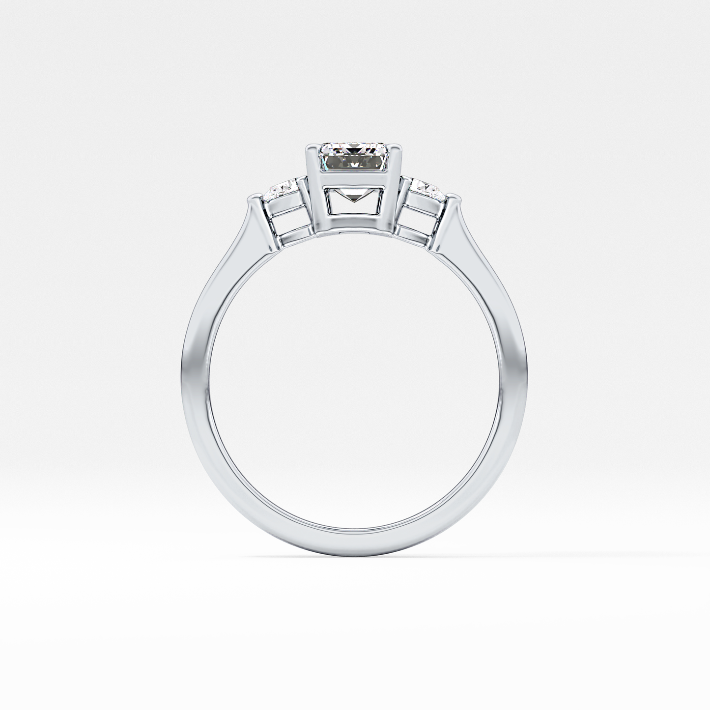 Emerald Three Stone Lab Grown Diamond Engagement Ring