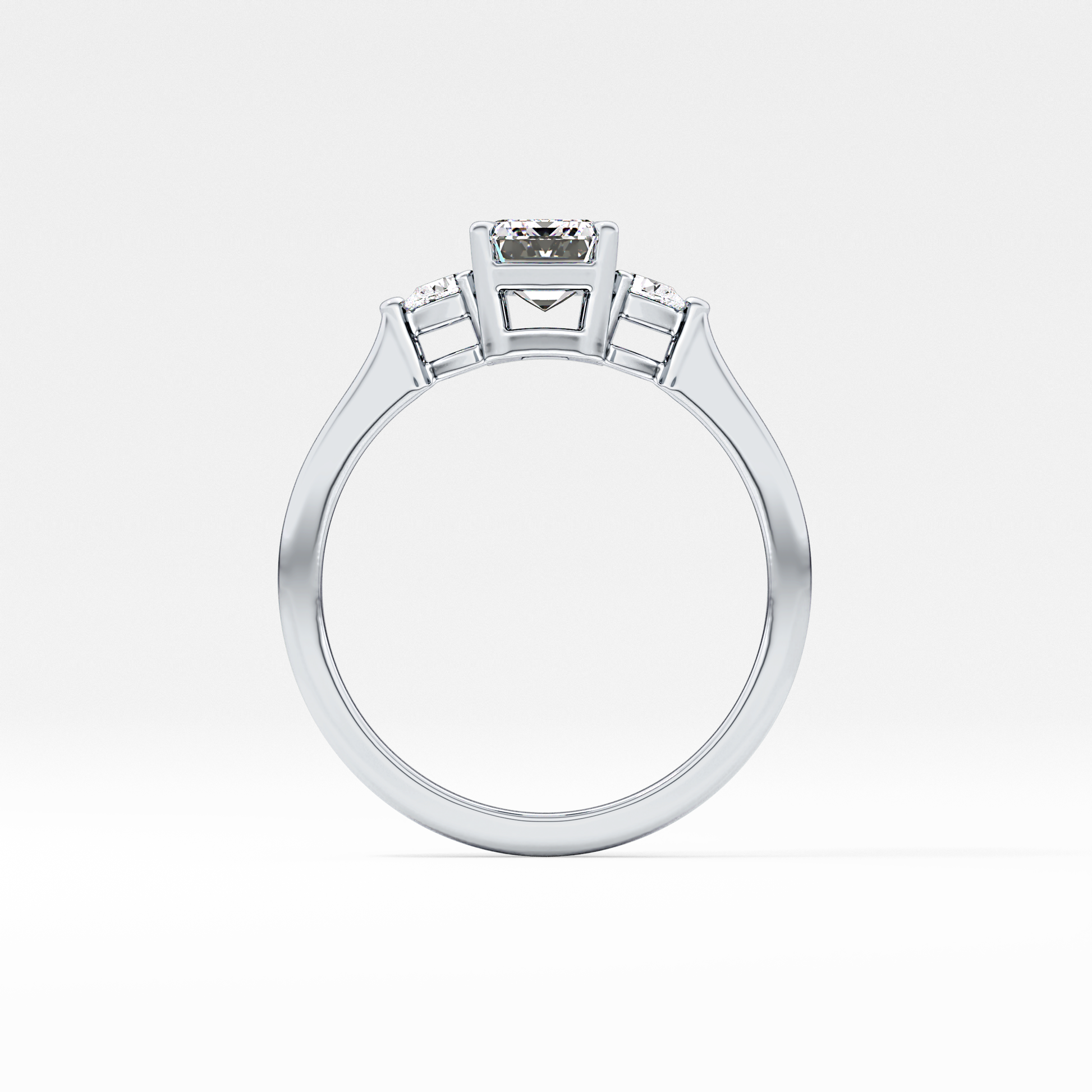 Emerald Three Stone Lab Grown Diamond Engagement Ring
