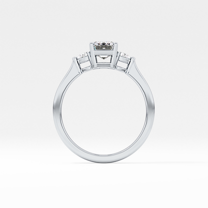 Emerald Three Stone Lab Grown Diamond Engagement Ring