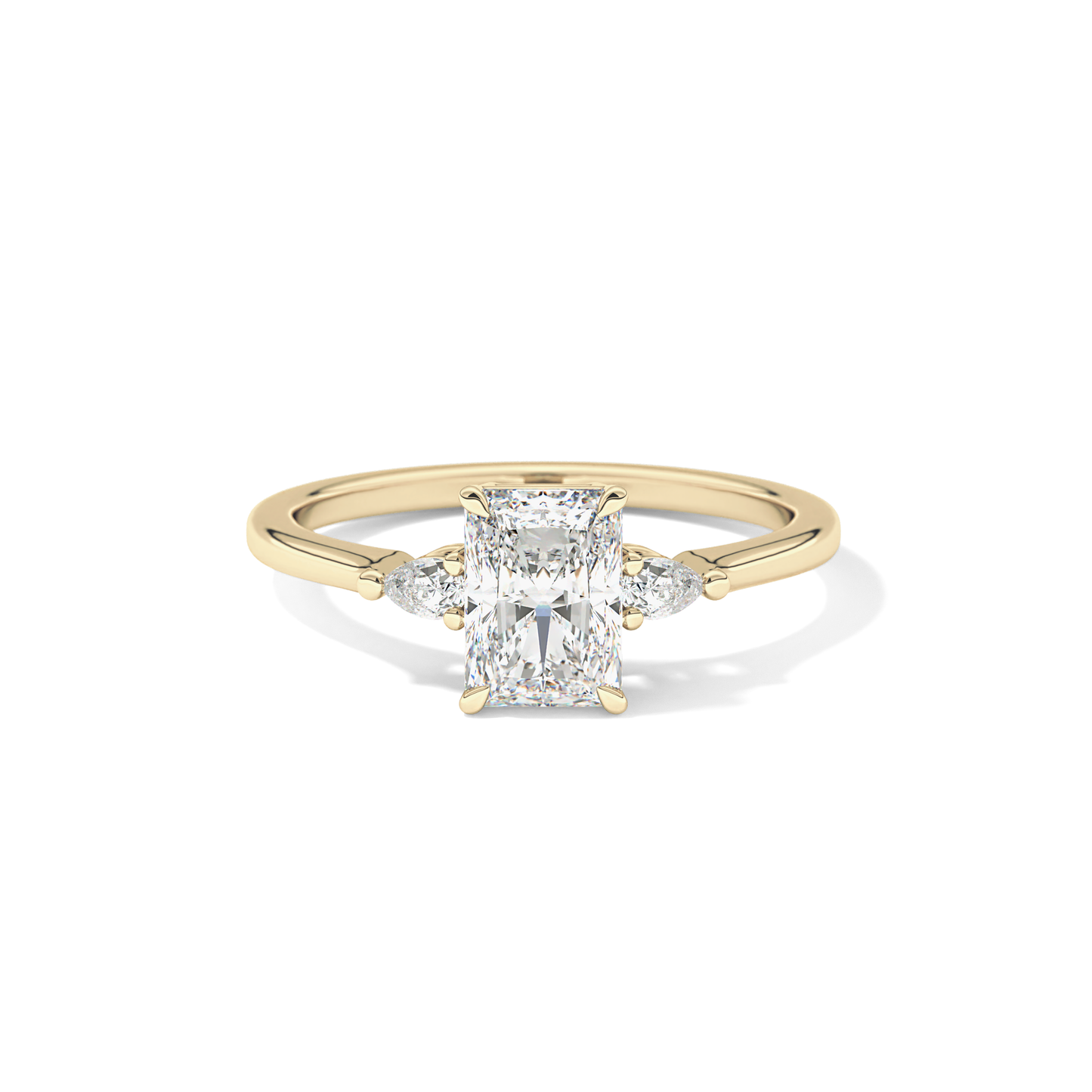Radiant Three Stone Lab Grown Diamond Engagement Ring