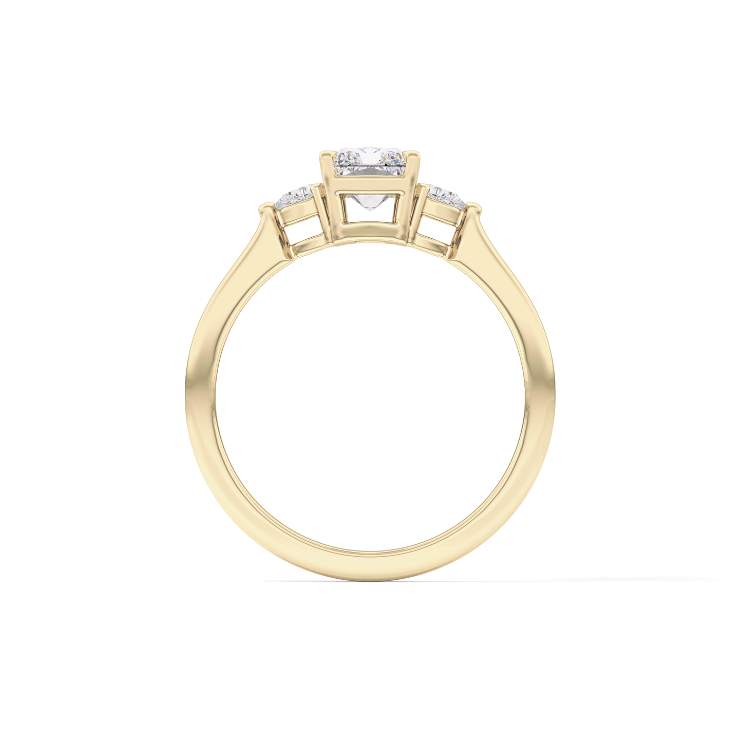 Radiant Three Stone Lab Grown Diamond Engagement Ring