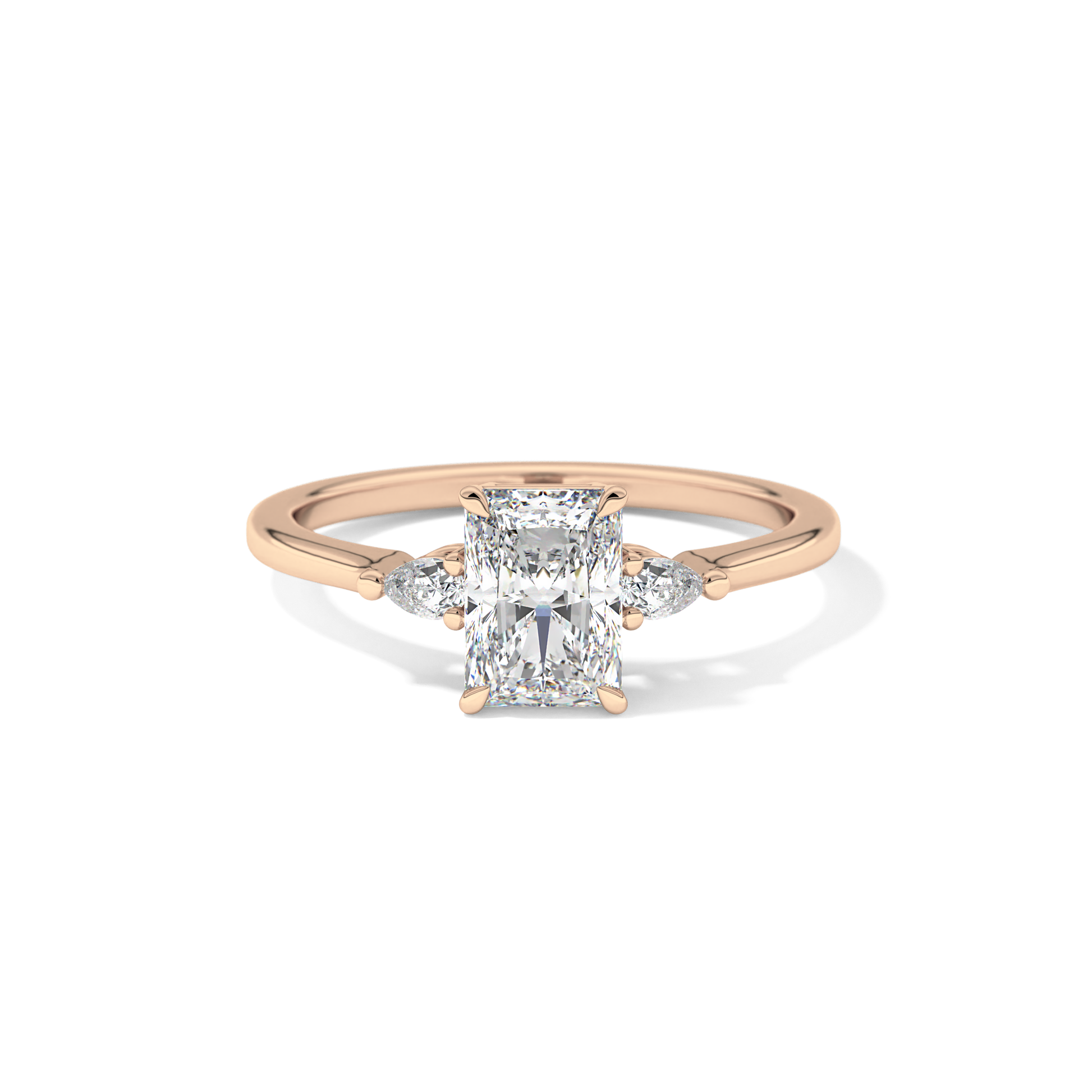 Radiant Three Stone Lab Grown Diamond Engagement Ring
