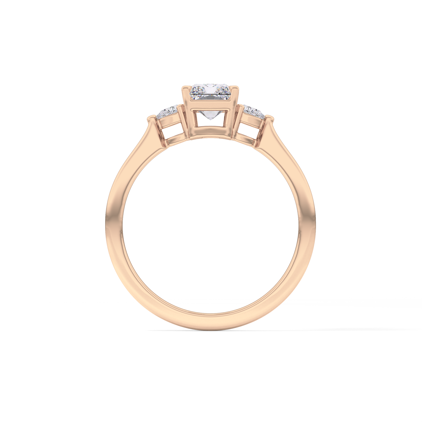 Radiant Three Stone Lab Grown Diamond Engagement Ring