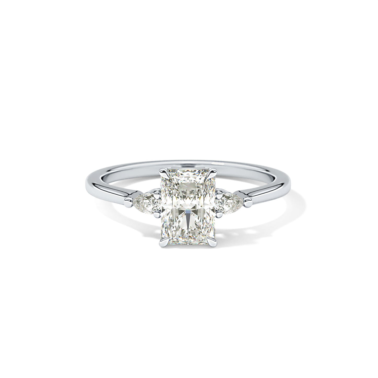 Radiant Three Stone Lab Grown Diamond Engagement Ring
