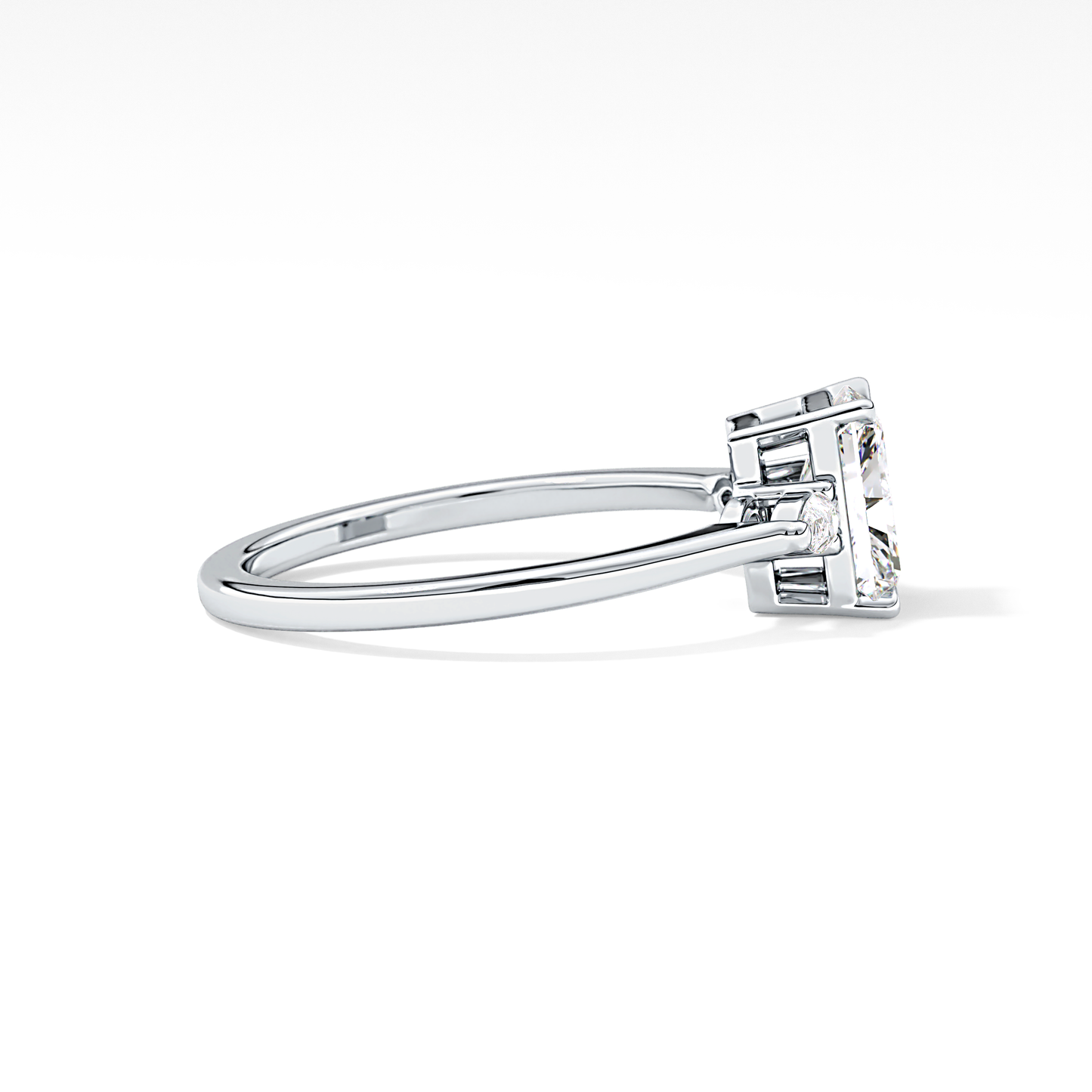 Radiant Three Stone Lab Grown Diamond Engagement Ring