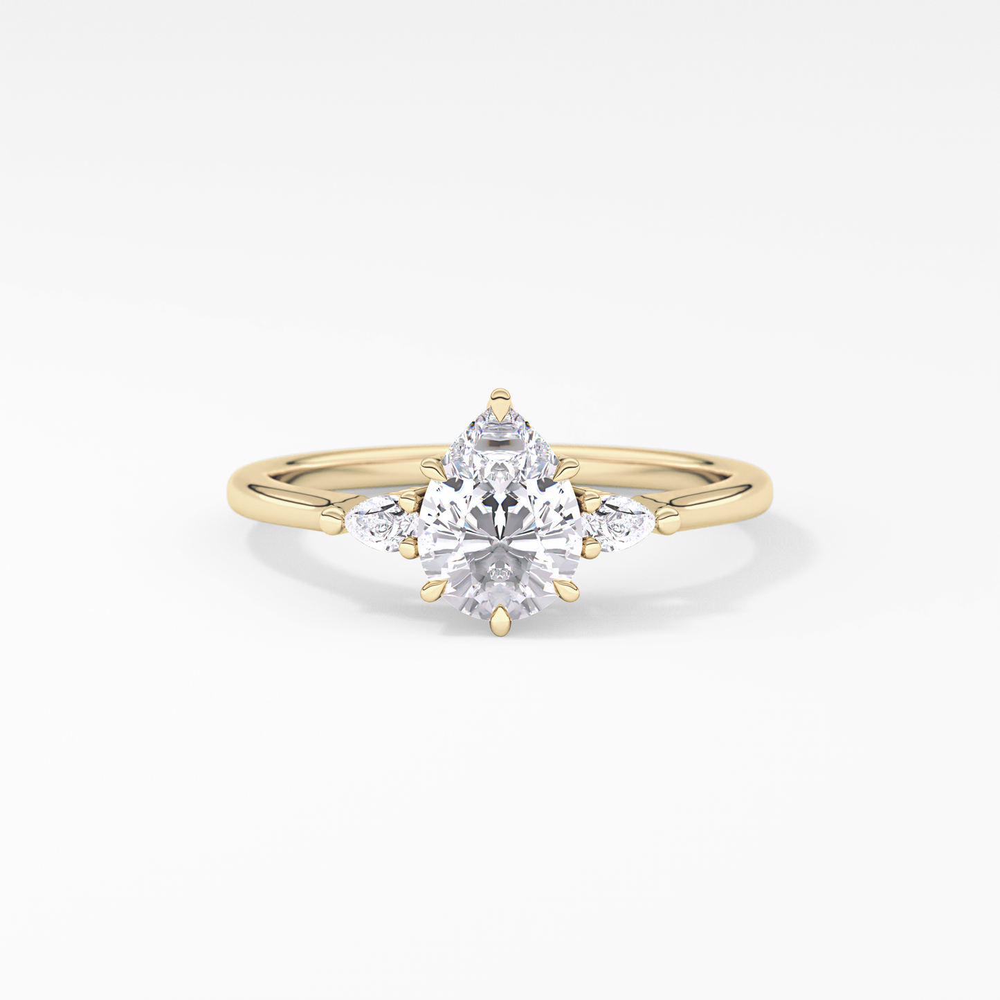 Pear Three Stone Lab Grown Diamond Engagement Ring
