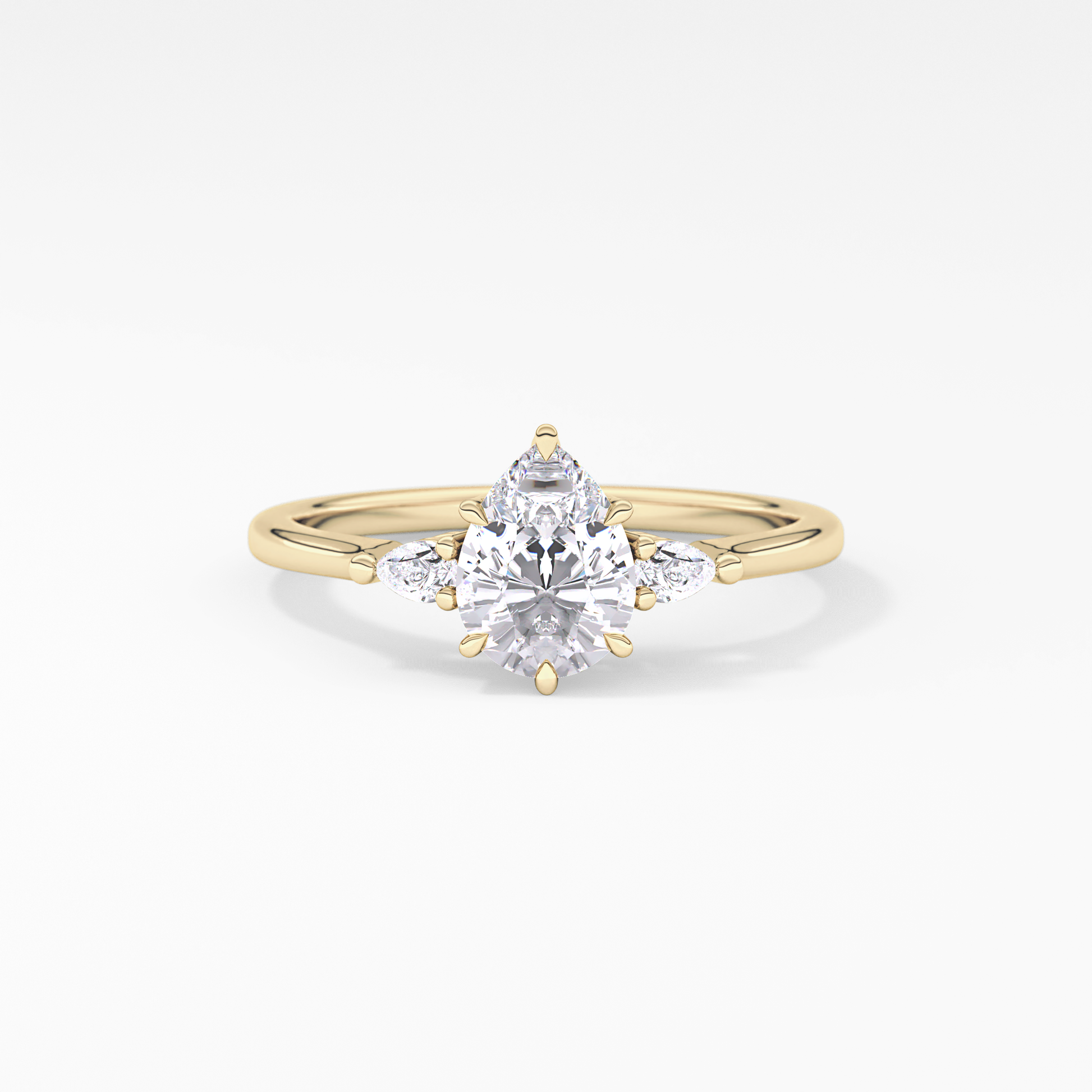 Pear Three Stone Lab Grown Diamond Engagement Ring