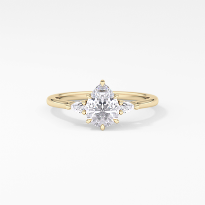 Pear Three Stone Lab Grown Diamond Engagement Ring
