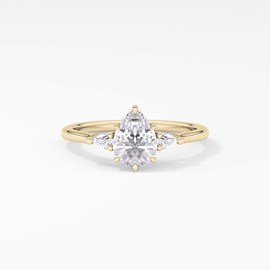 Pear Three Stone Lab Grown Diamond Engagement Ring