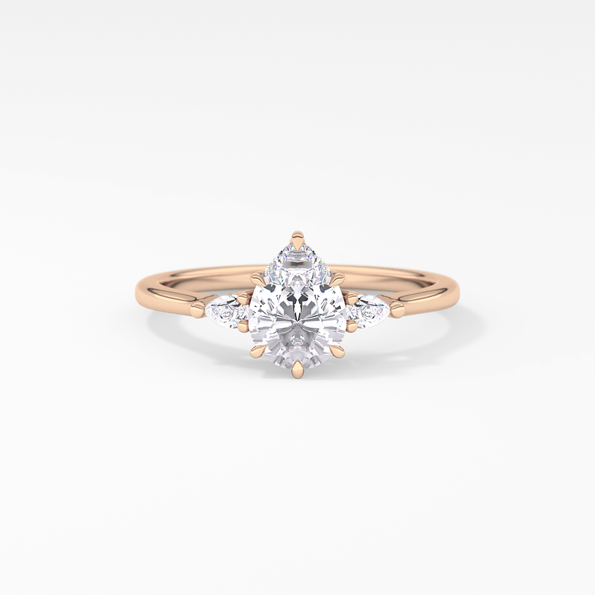 Pear Three Stone Lab Grown Diamond Engagement Ring