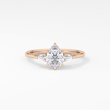 Pear Three Stone Lab Grown Diamond Engagement Ring
