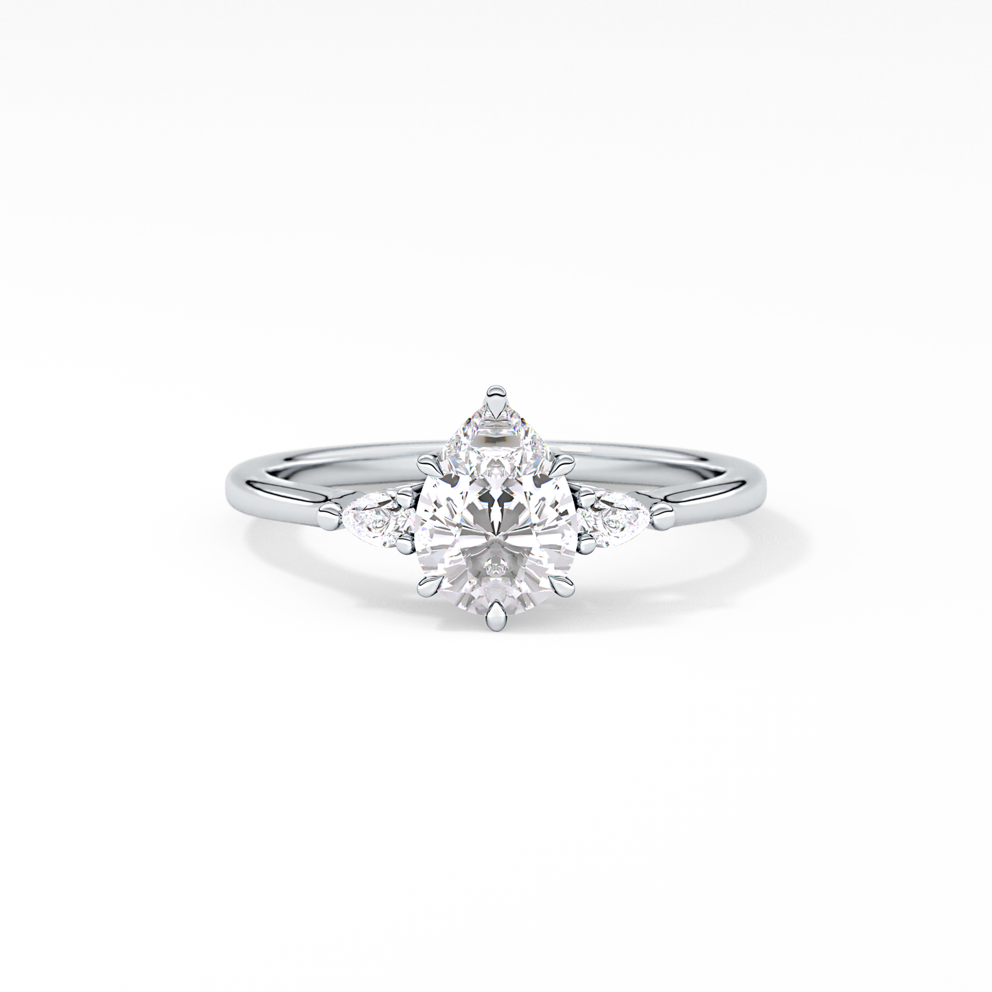 Pear Three Stone Lab Grown Diamond Engagement Ring
