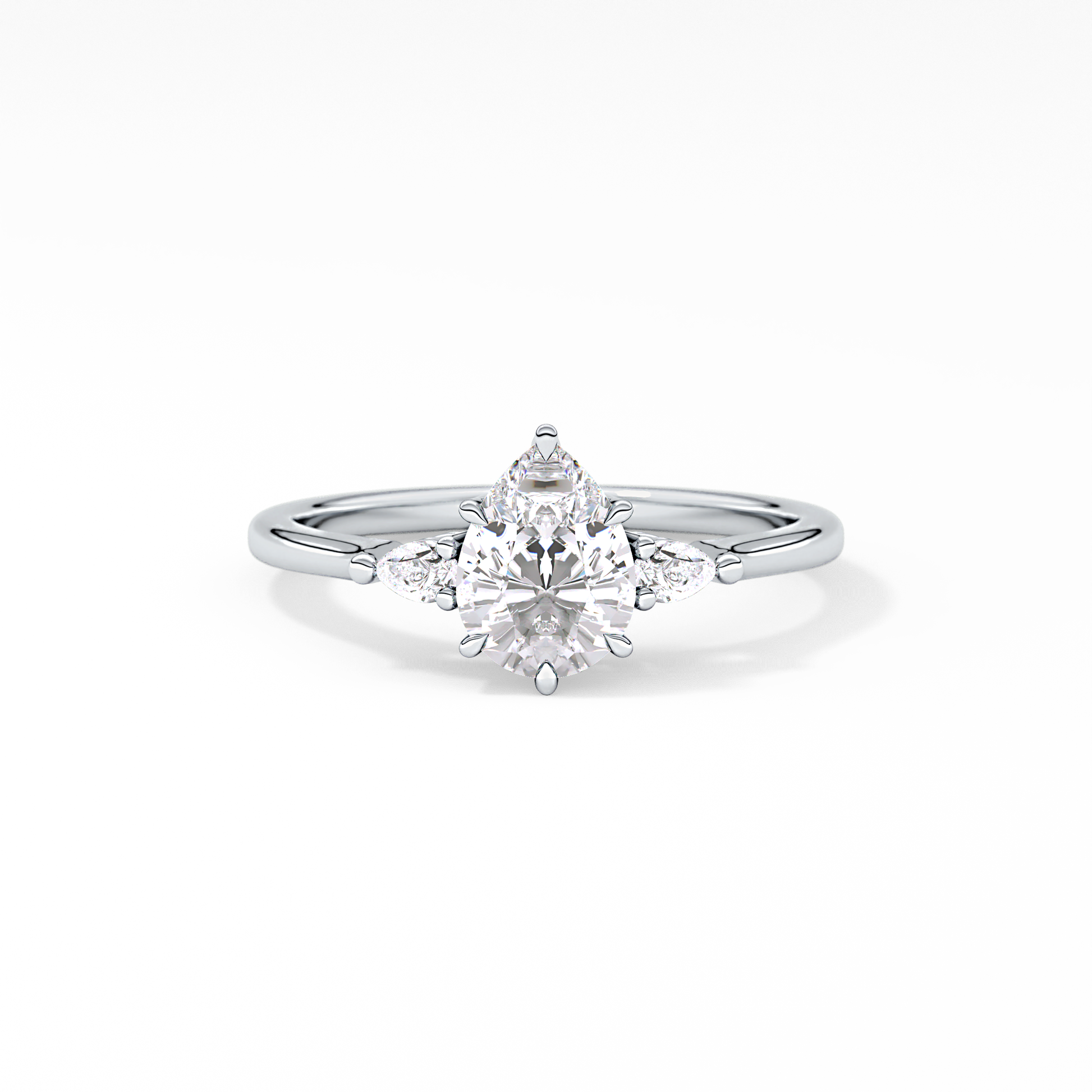 Pear Three Stone Lab Grown Diamond Engagement Ring