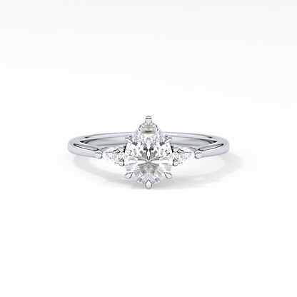 Pear Three Stone Lab Grown Diamond Engagement Ring