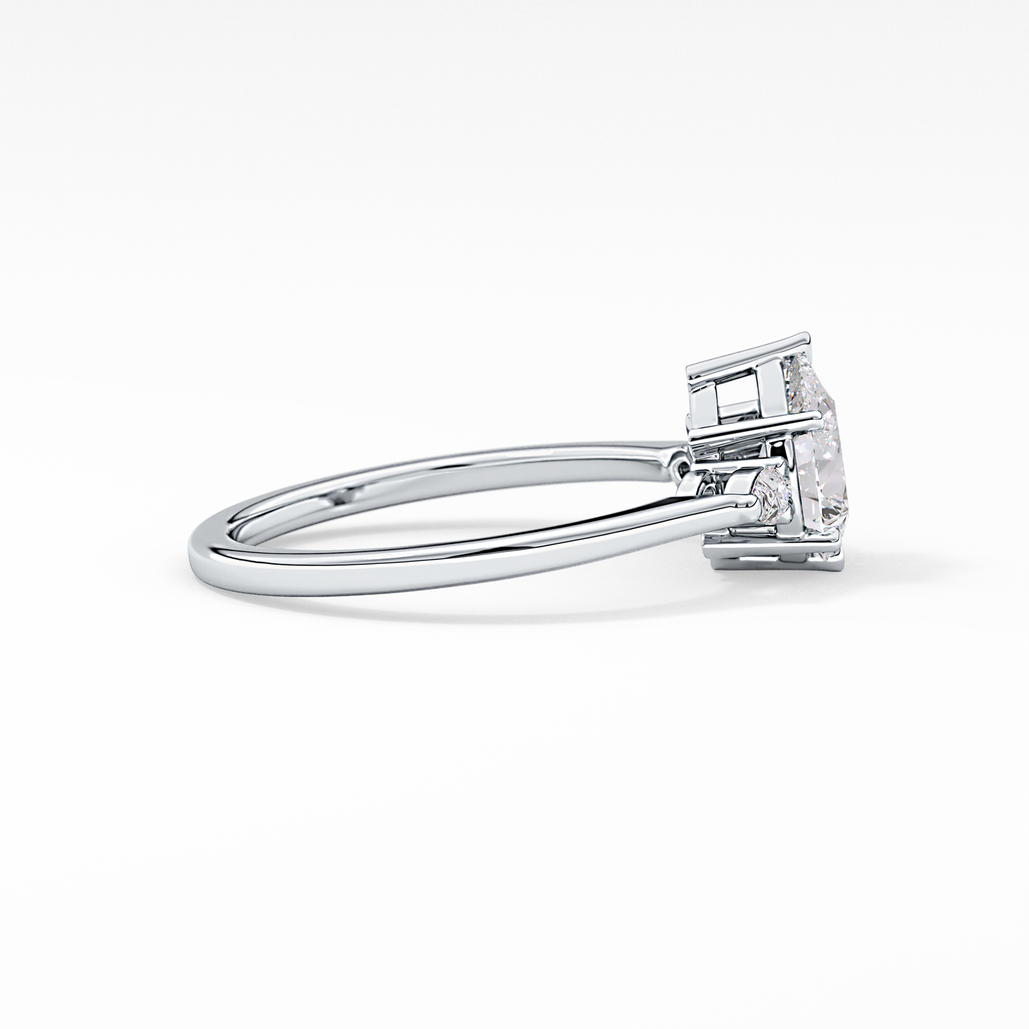 Pear Three Stone Lab Grown Diamond Engagement Ring