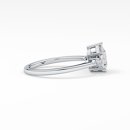 Pear Three Stone Lab Grown Diamond Engagement Ring