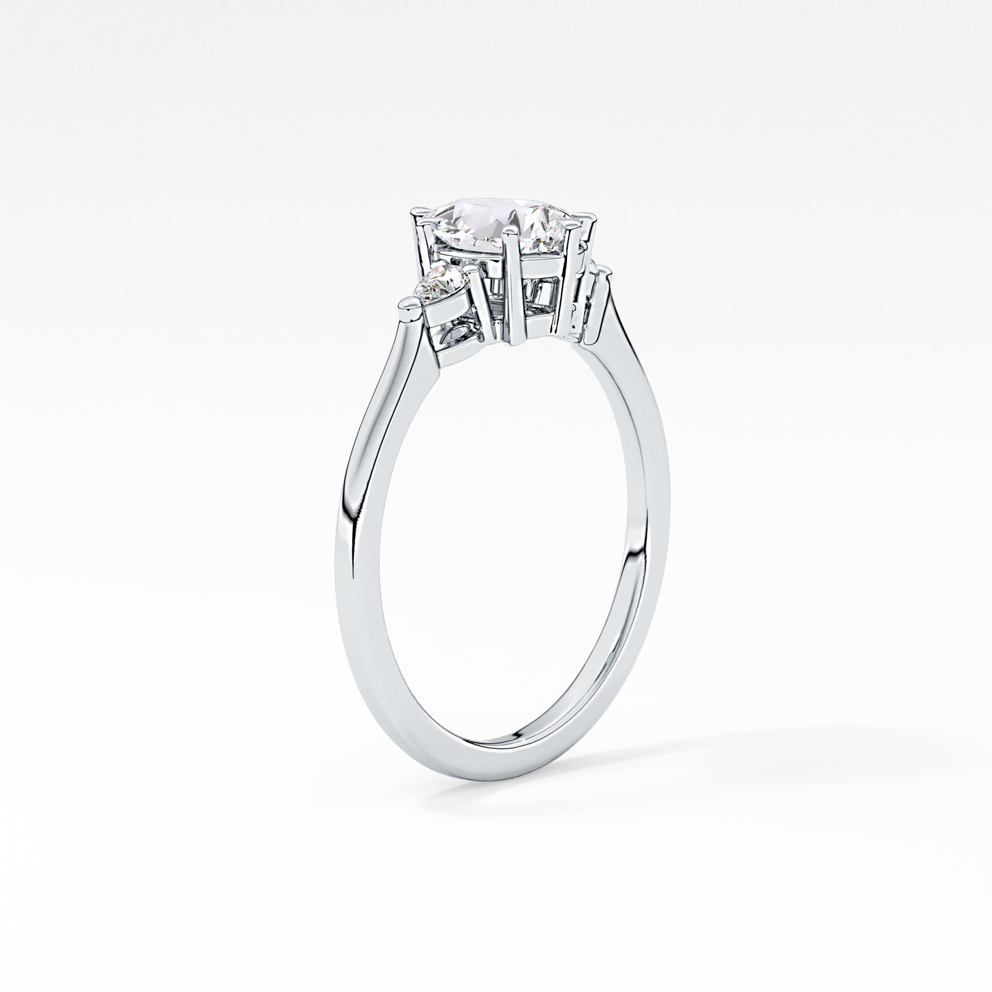 Pear Three Stone Lab Grown Diamond Engagement Ring