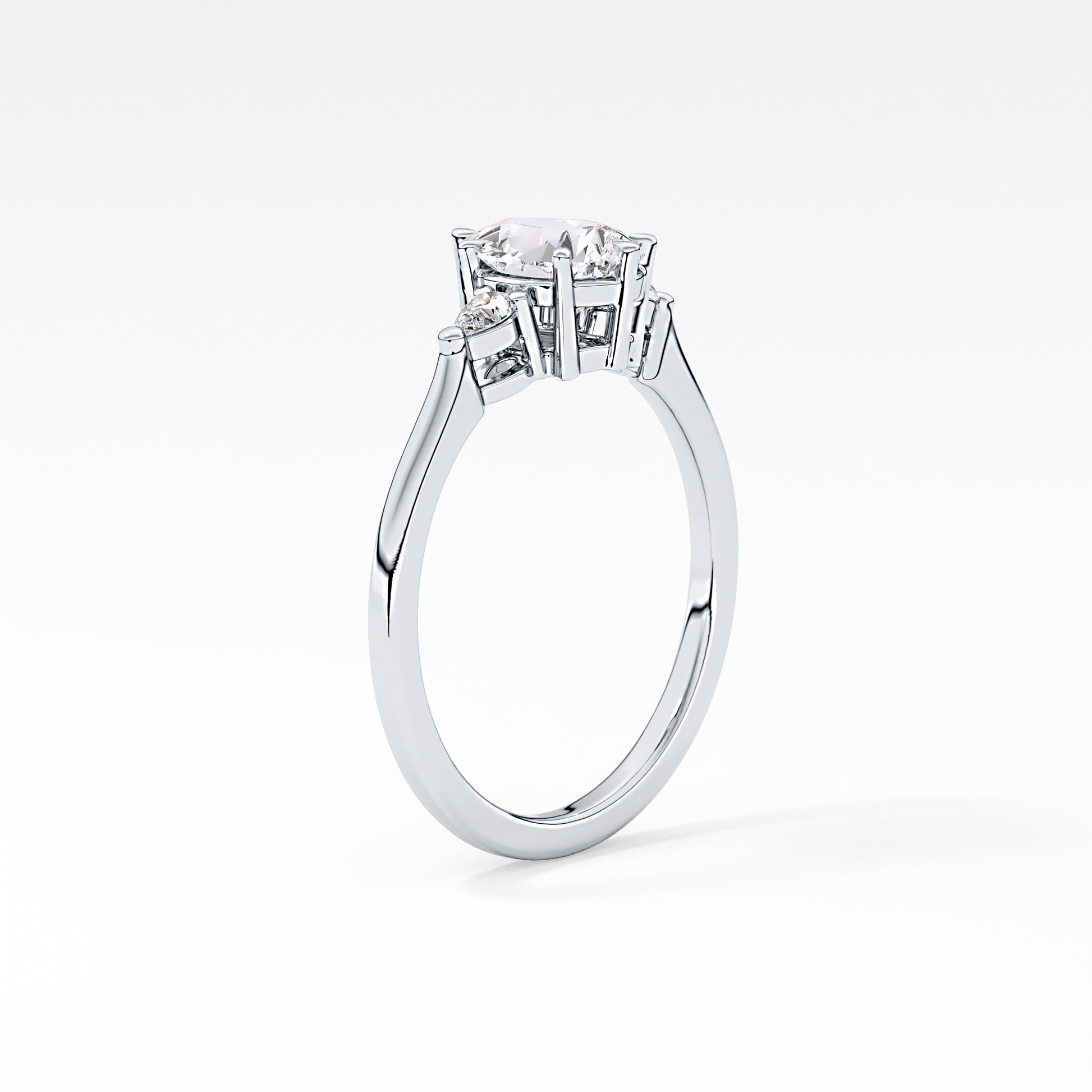 Pear Three Stone Lab Grown Diamond Engagement Ring